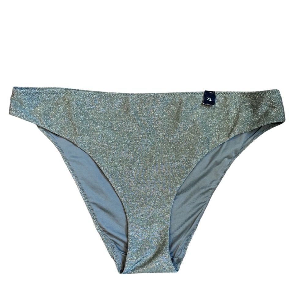 Etam Shimmer Bikini Bottom Sage Green Metallic Size 34 NWT